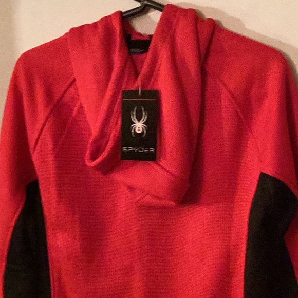 NWT Spyder Red & Black jacket with hoodie for teen boys size # large 14-16 - Picture 7 of 12